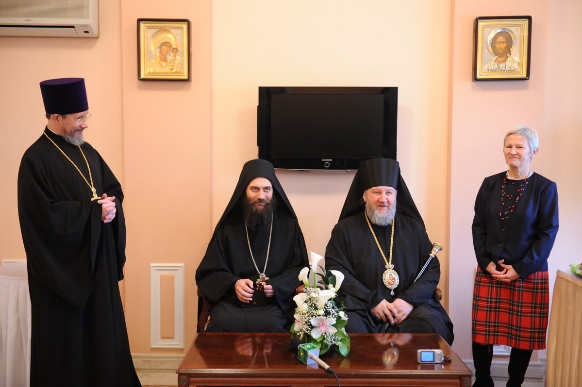 igumen monasteru Chiliandar na św. górze Athos - o. Metodije podczas wizyty w Moskwie